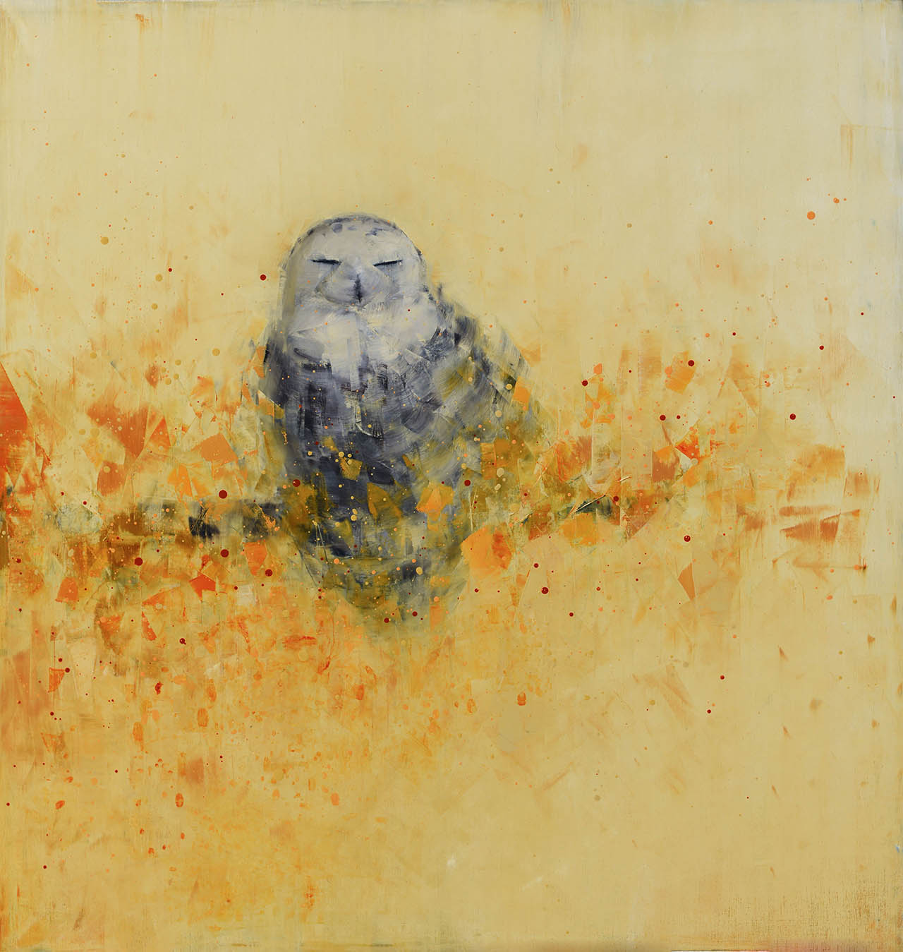 Snowy Owl Dreaming in Gold-Rebecca Kinkead