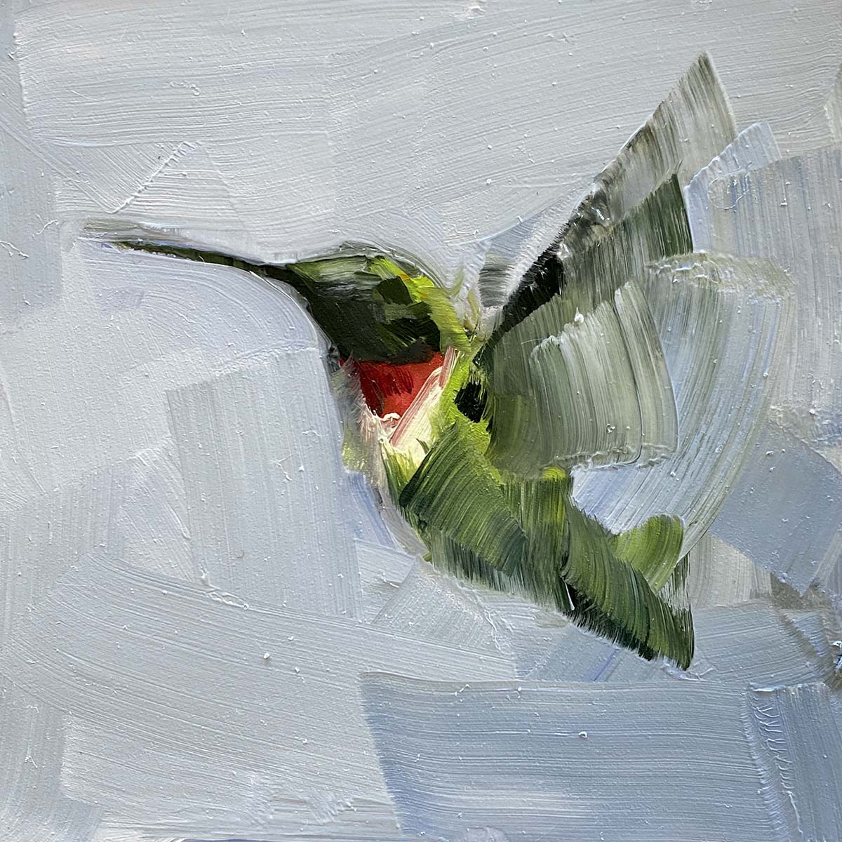 Hummingbird On Blue by Rebecca Kinkead (Small Works)