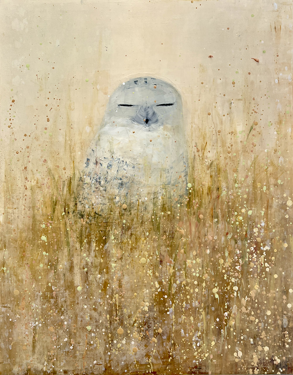 Snowy Owl, Golden Field by Rebecca Kinkead