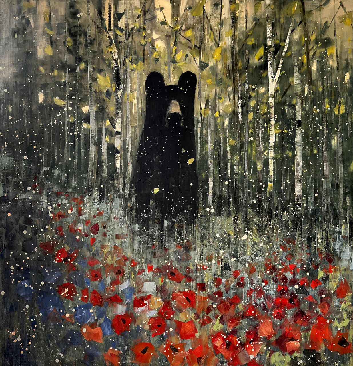 Black Bear with Poppies by Rebecca Kinkead