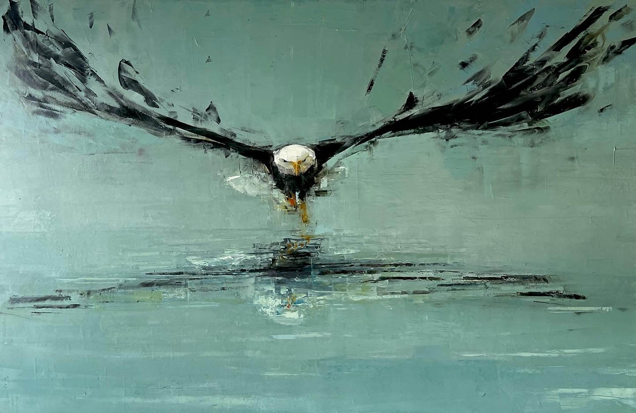 Bald Eagle with Reflection by Rebecca Kinkead
