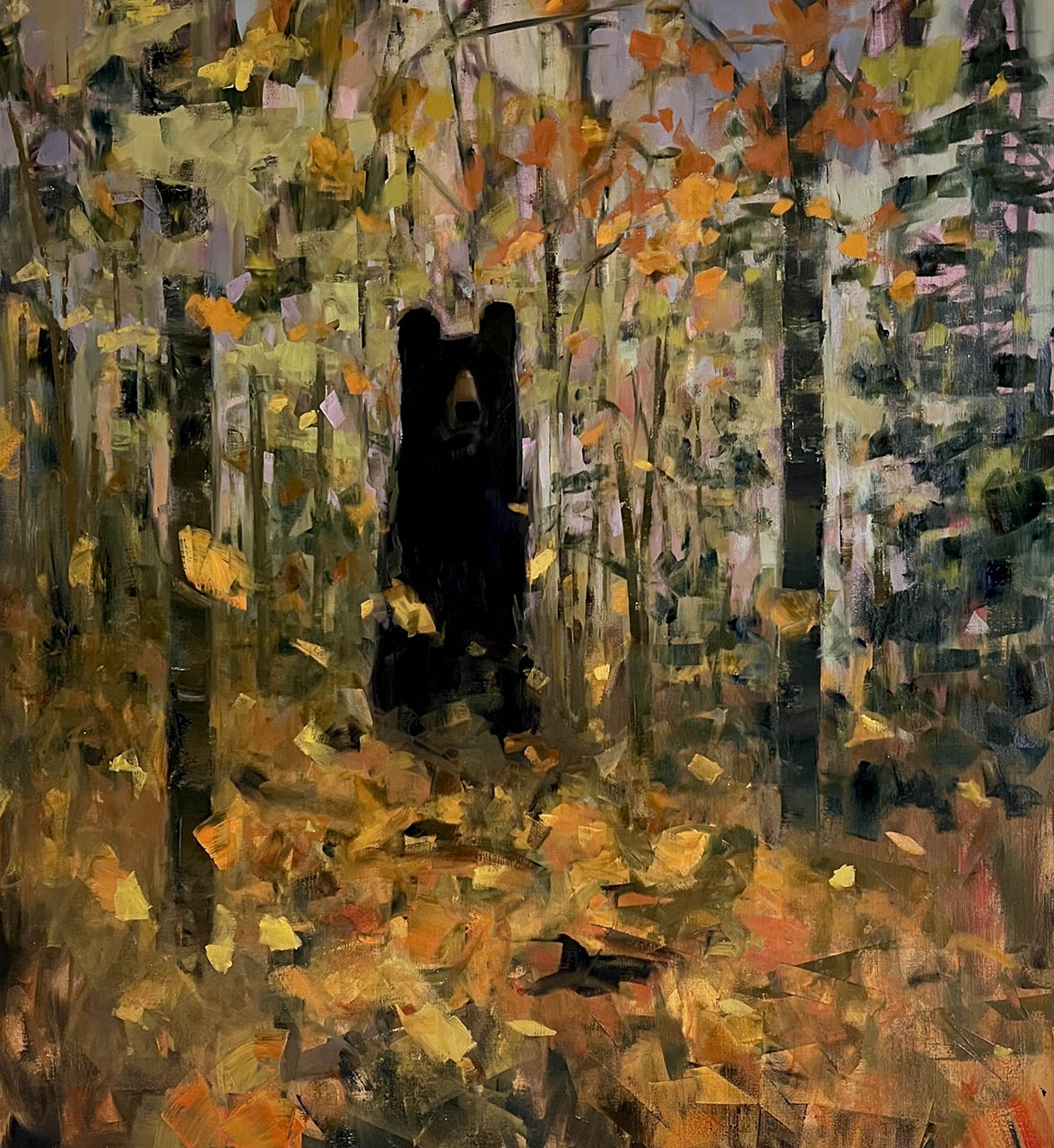 Black Bear with Autumn Forest