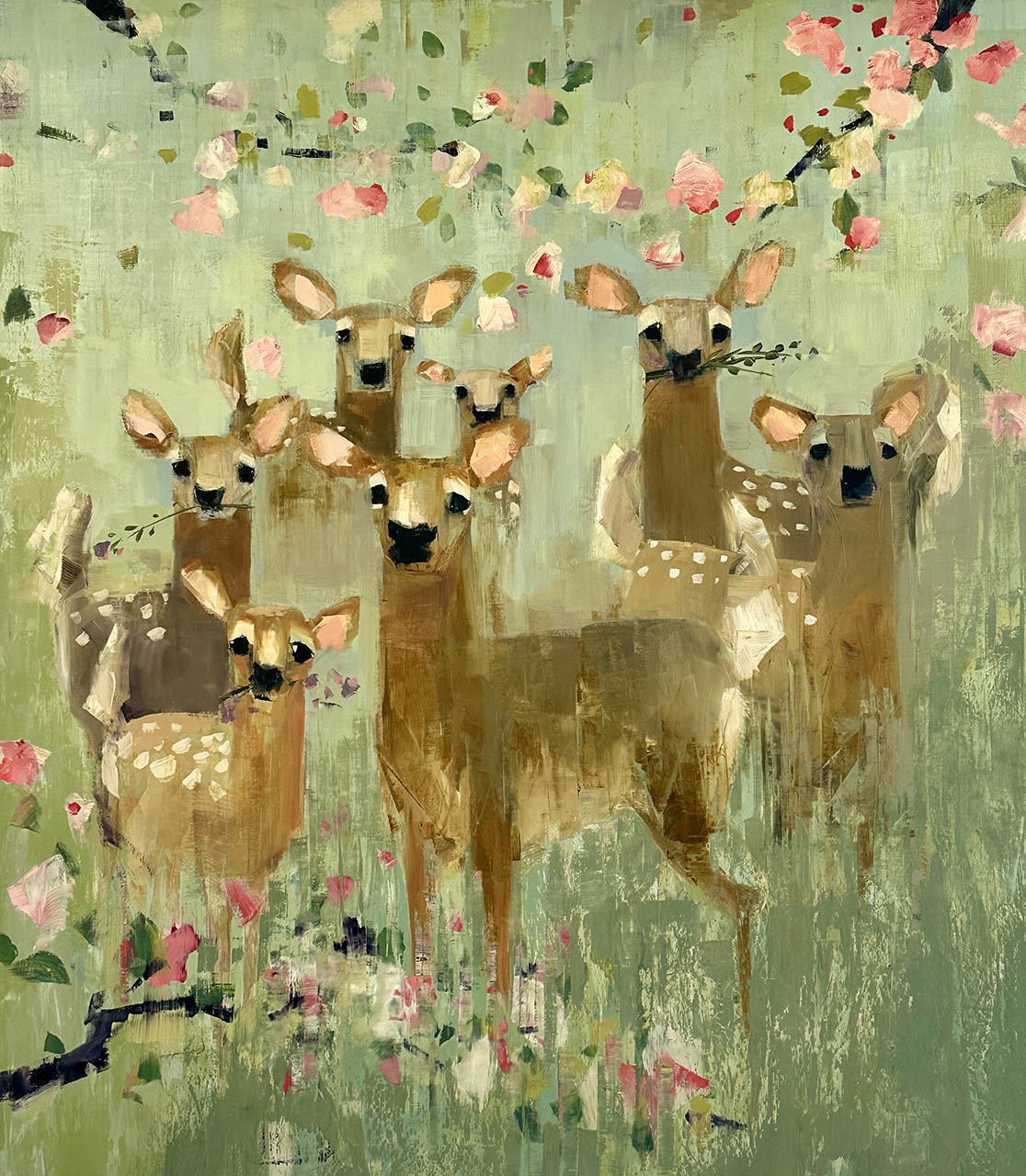 Deer with Apple Blossoms